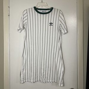ADIDAS green striped baseball tshirt short sleeve dress size US small